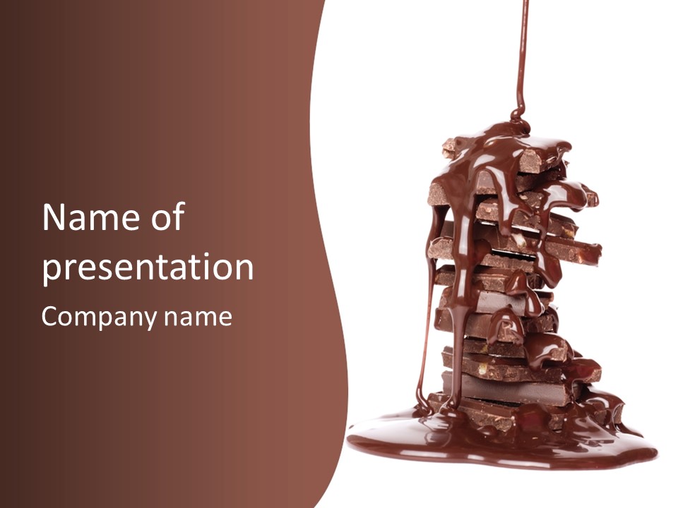 A Chocolate Fountain With Melted Chocolate On Top Of It PowerPoint Template