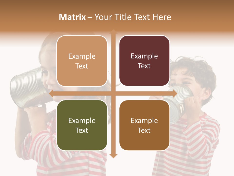 Boy And Girl Talking On A Tin Phone Isolated On White PowerPoint Template