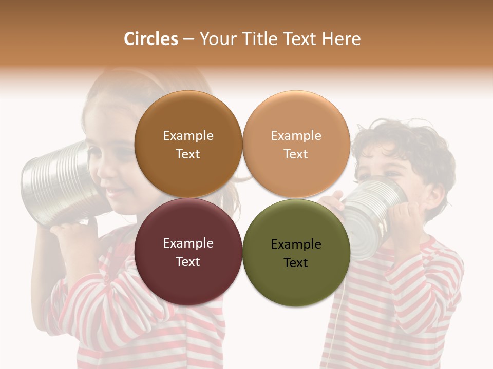 Boy And Girl Talking On A Tin Phone Isolated On White PowerPoint Template