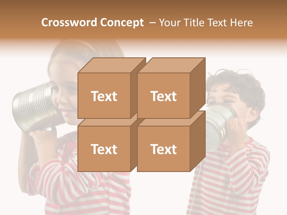 Boy And Girl Talking On A Tin Phone Isolated On White PowerPoint Template