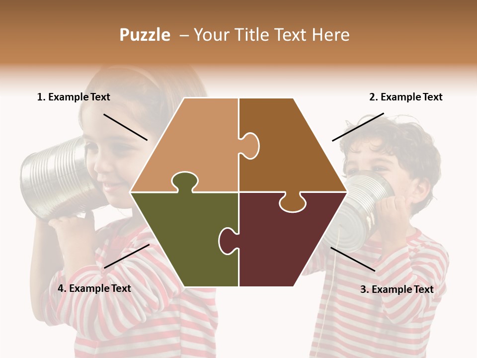 Boy And Girl Talking On A Tin Phone Isolated On White PowerPoint Template