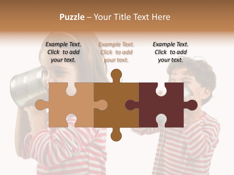 Boy And Girl Talking On A Tin Phone Isolated On White PowerPoint Template