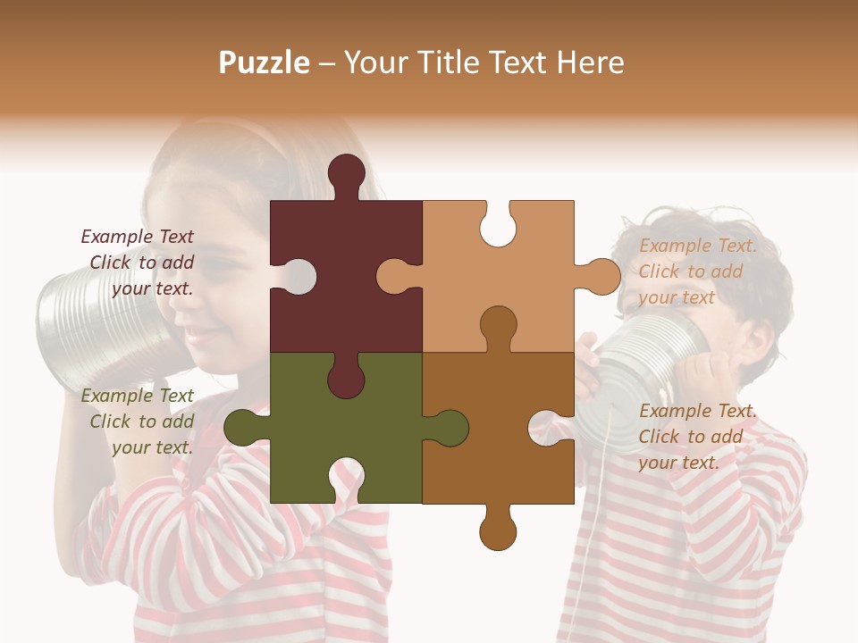 Boy And Girl Talking On A Tin Phone Isolated On White PowerPoint Template