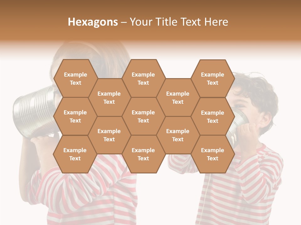 Boy And Girl Talking On A Tin Phone Isolated On White PowerPoint Template