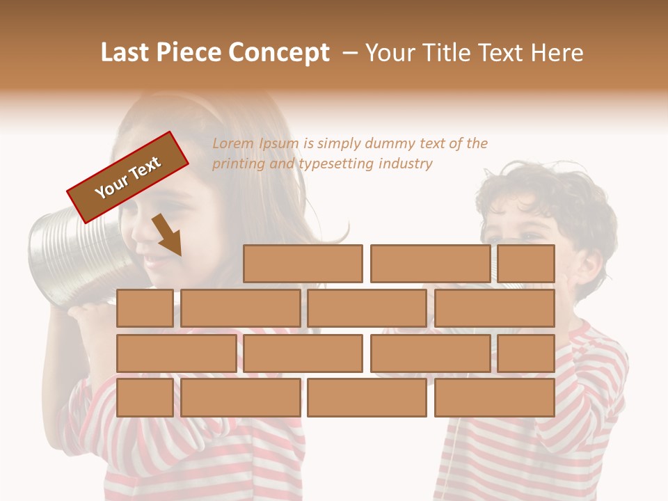 Boy And Girl Talking On A Tin Phone Isolated On White PowerPoint Template