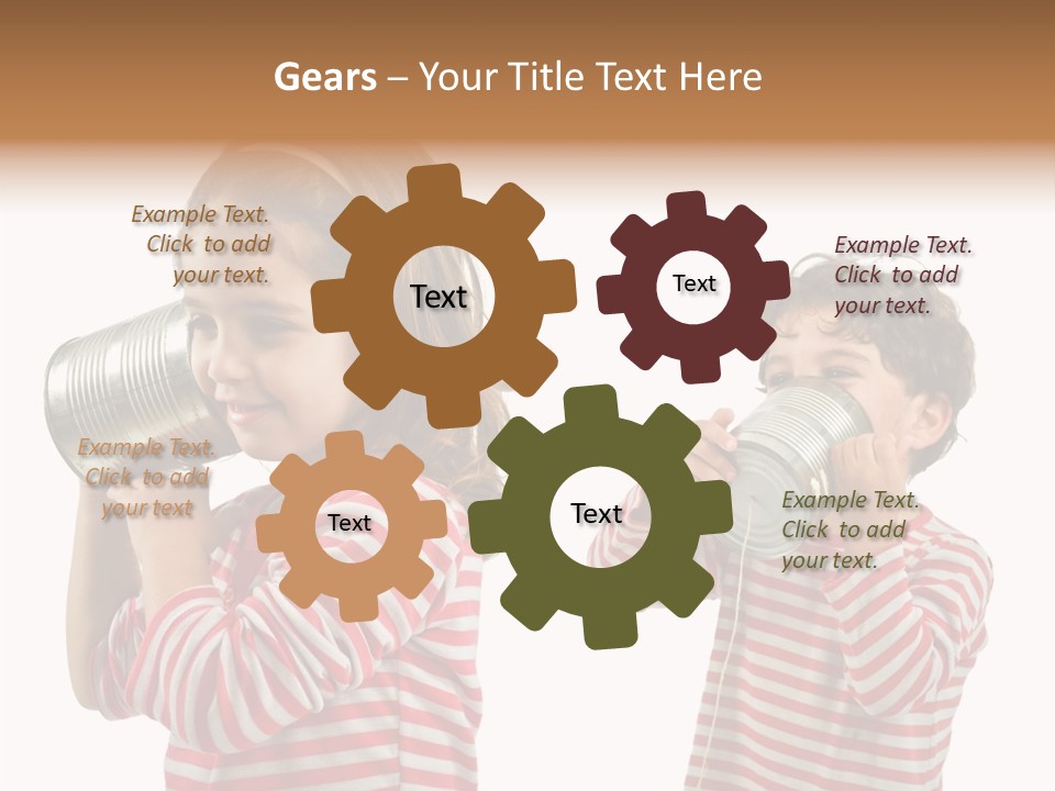 Boy And Girl Talking On A Tin Phone Isolated On White PowerPoint Template