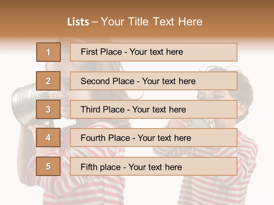 Boy And Girl Talking On A Tin Phone Isolated On White PowerPoint Template