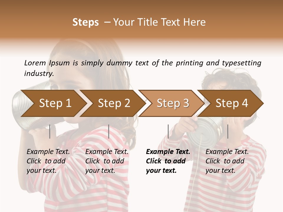 Boy And Girl Talking On A Tin Phone Isolated On White PowerPoint Template