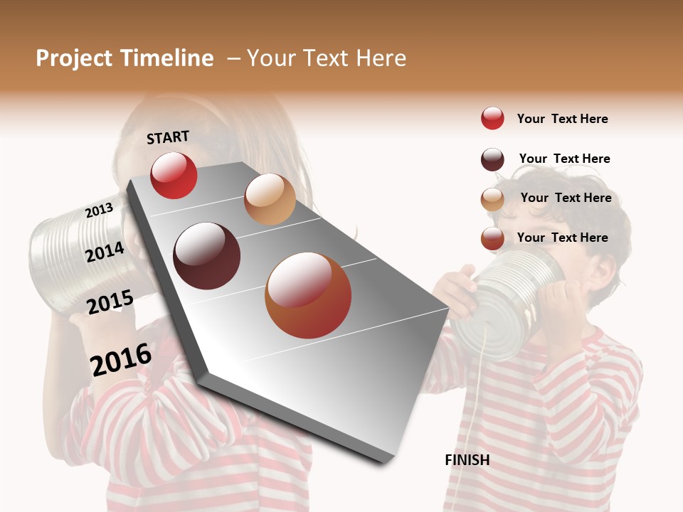 Boy And Girl Talking On A Tin Phone Isolated On White PowerPoint Template