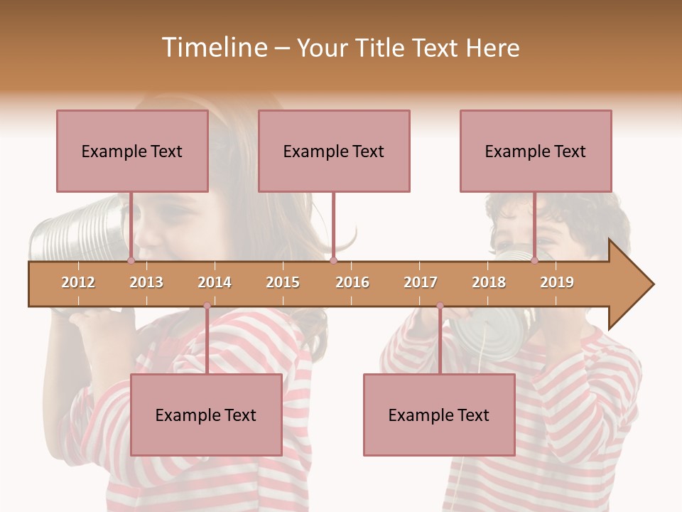 Boy And Girl Talking On A Tin Phone Isolated On White PowerPoint Template