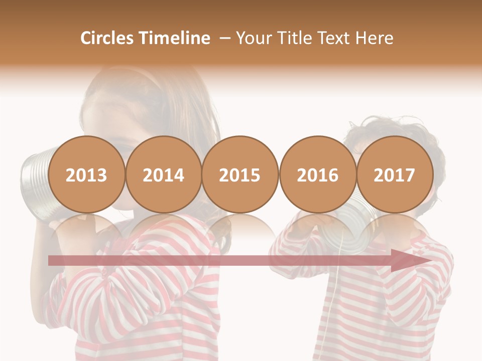 Boy And Girl Talking On A Tin Phone Isolated On White PowerPoint Template