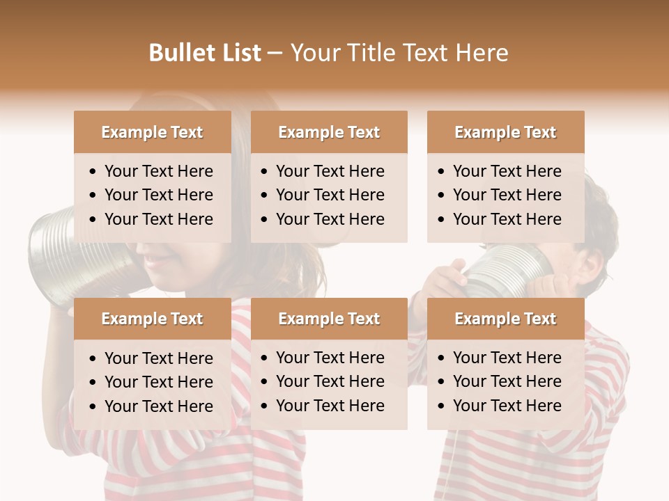 Boy And Girl Talking On A Tin Phone Isolated On White PowerPoint Template