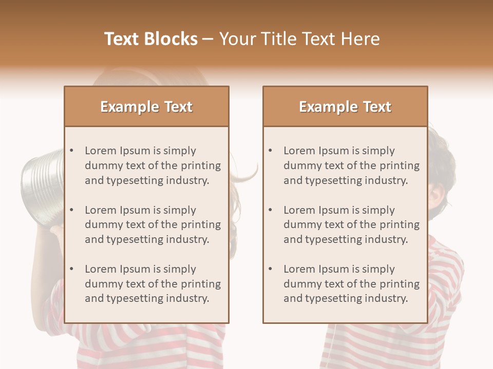 Boy And Girl Talking On A Tin Phone Isolated On White PowerPoint Template