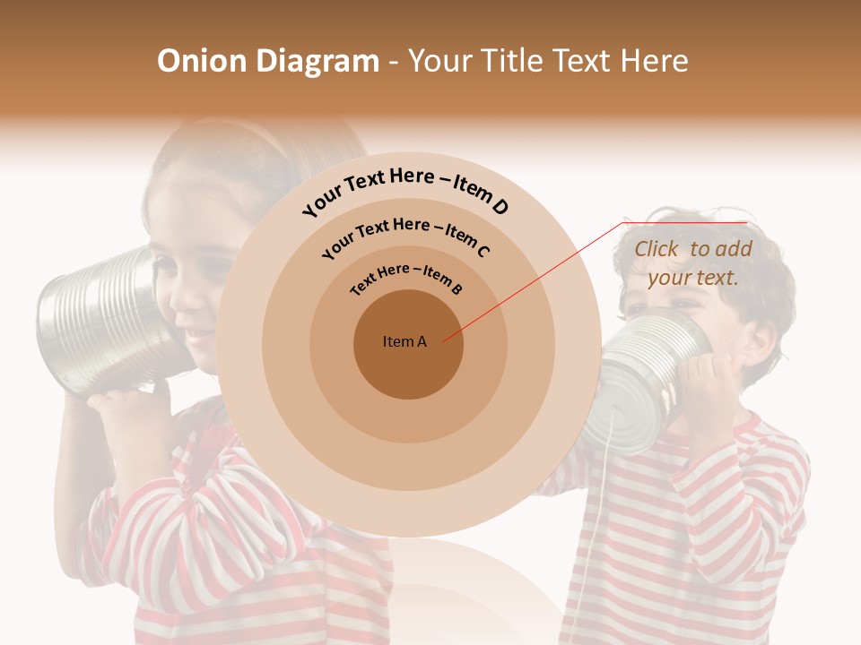 Boy And Girl Talking On A Tin Phone Isolated On White PowerPoint Template