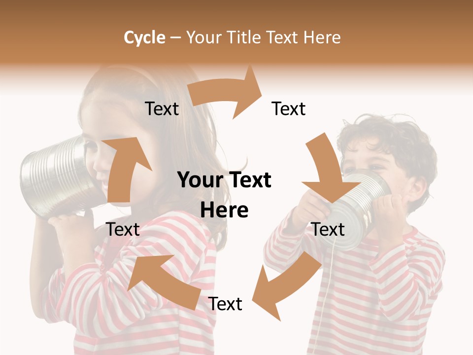 Boy And Girl Talking On A Tin Phone Isolated On White PowerPoint Template