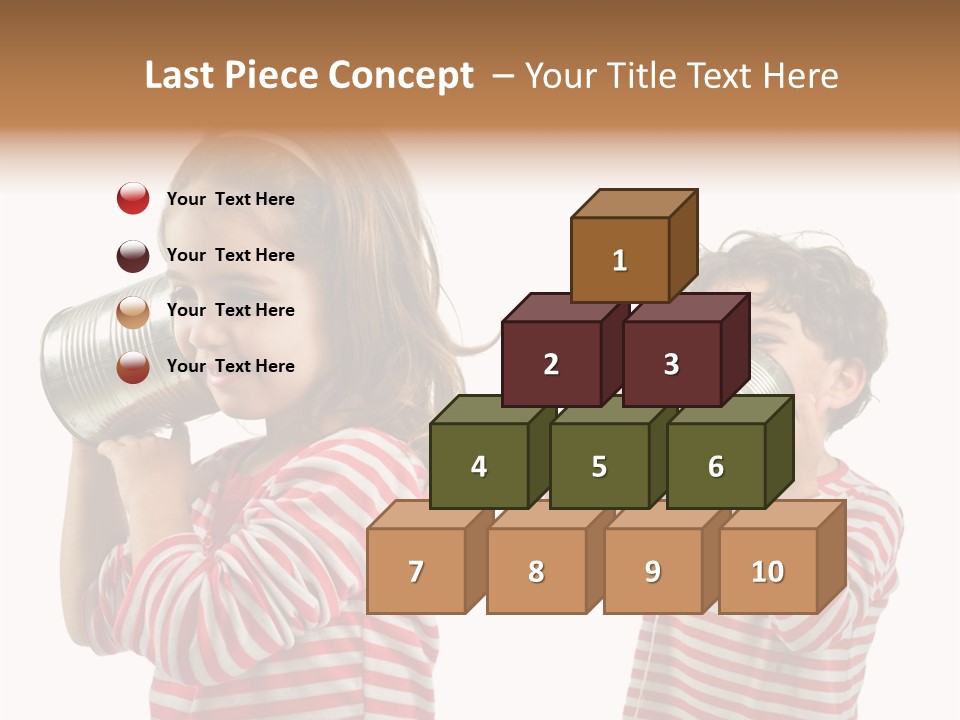 Boy And Girl Talking On A Tin Phone Isolated On White PowerPoint Template