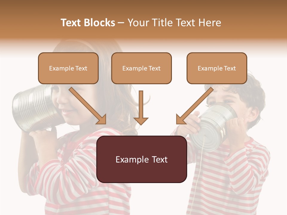 Boy And Girl Talking On A Tin Phone Isolated On White PowerPoint Template