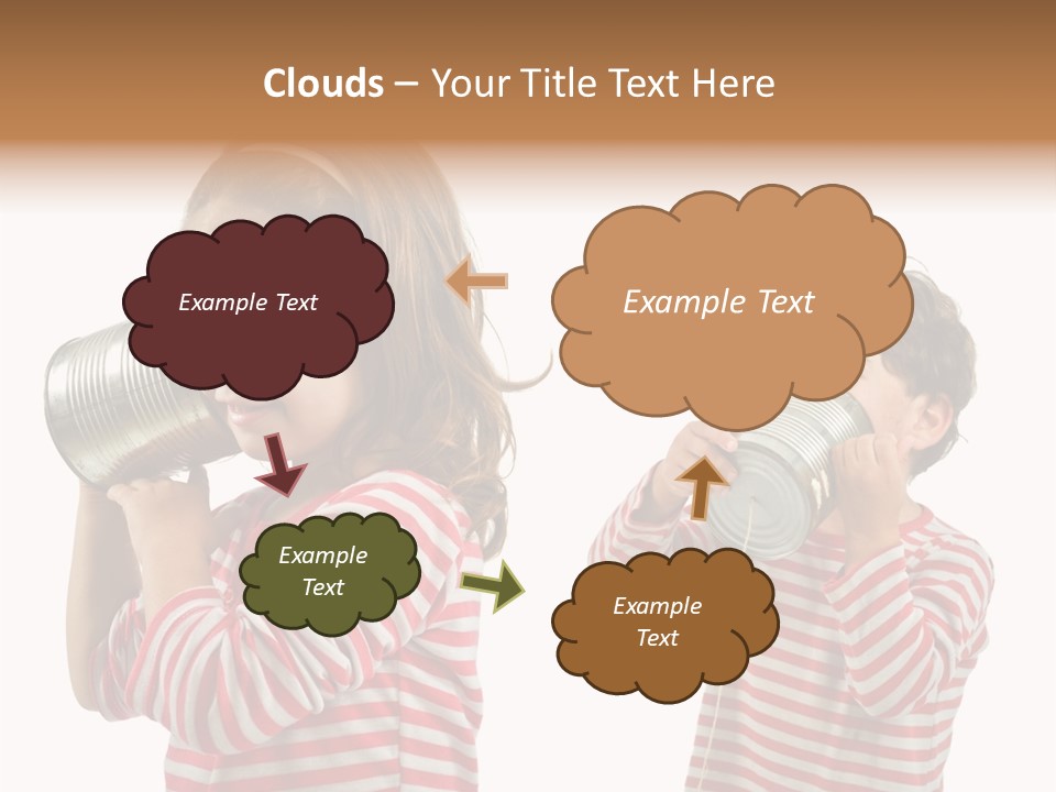 Boy And Girl Talking On A Tin Phone Isolated On White PowerPoint Template