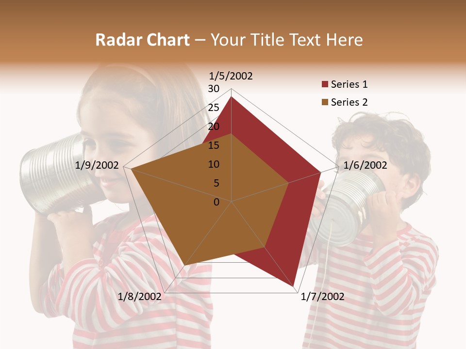 Boy And Girl Talking On A Tin Phone Isolated On White PowerPoint Template