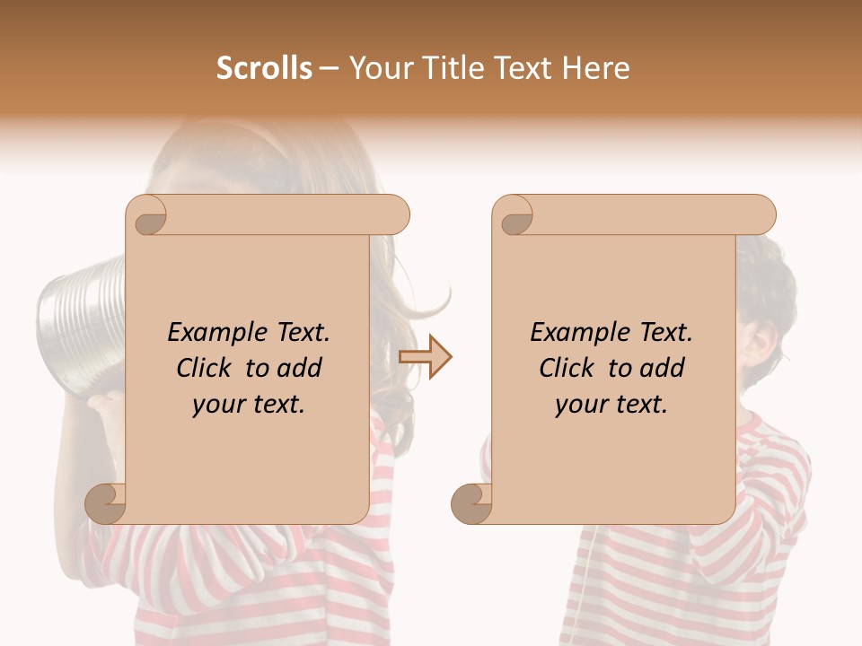 Boy And Girl Talking On A Tin Phone Isolated On White PowerPoint Template