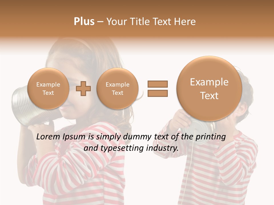 Boy And Girl Talking On A Tin Phone Isolated On White PowerPoint Template