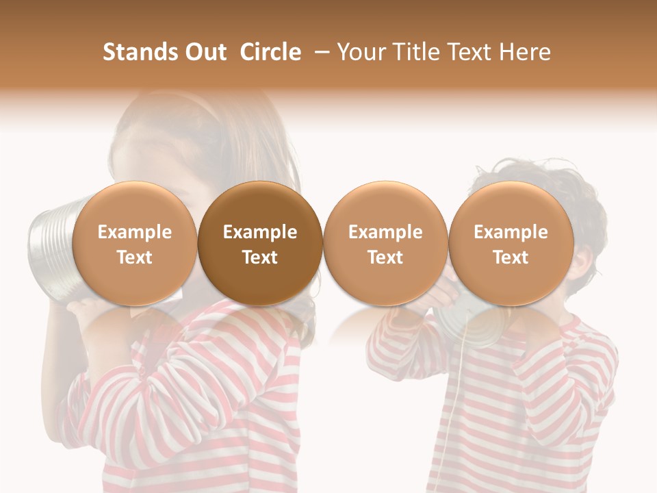 Boy And Girl Talking On A Tin Phone Isolated On White PowerPoint Template