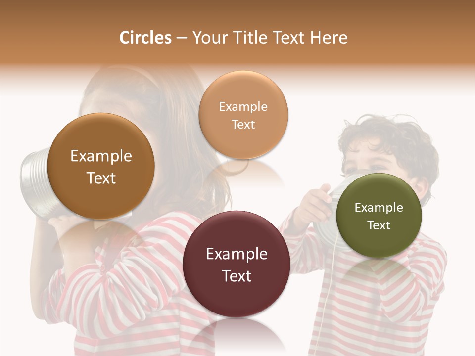 Boy And Girl Talking On A Tin Phone Isolated On White PowerPoint Template