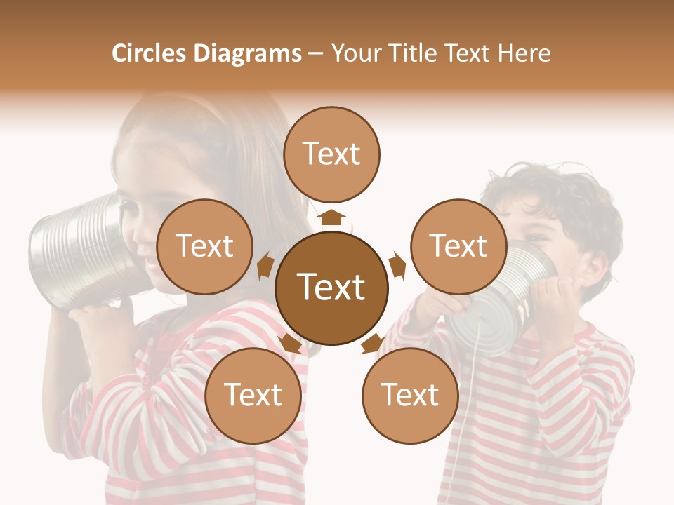 Boy And Girl Talking On A Tin Phone Isolated On White PowerPoint Template