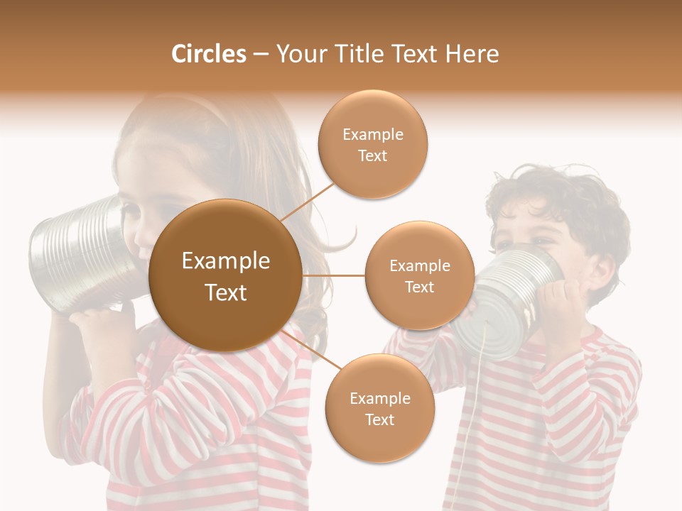 Boy And Girl Talking On A Tin Phone Isolated On White PowerPoint Template