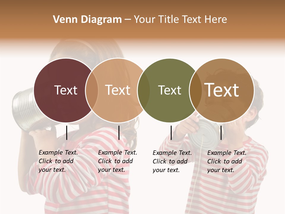 Boy And Girl Talking On A Tin Phone Isolated On White PowerPoint Template