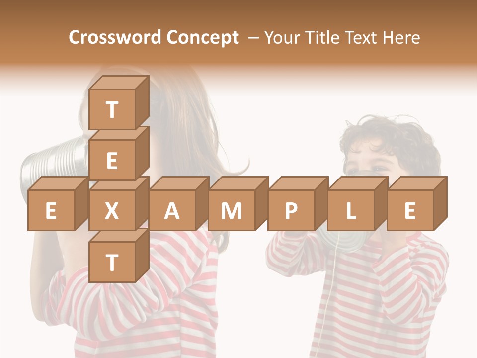 Boy And Girl Talking On A Tin Phone Isolated On White PowerPoint Template