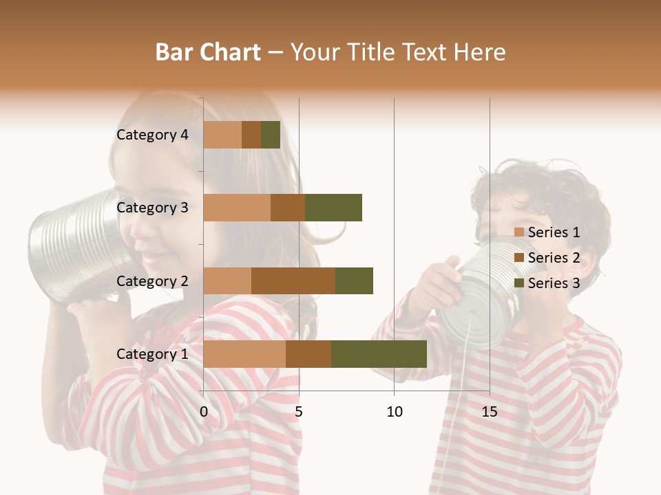 Boy And Girl Talking On A Tin Phone Isolated On White PowerPoint Template