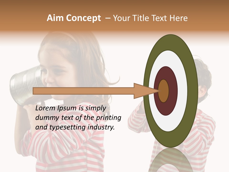 Boy And Girl Talking On A Tin Phone Isolated On White PowerPoint Template