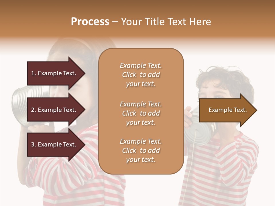 Boy And Girl Talking On A Tin Phone Isolated On White PowerPoint Template