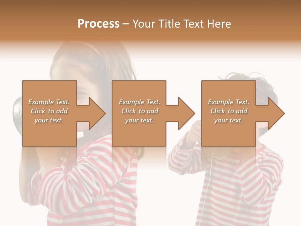 Boy And Girl Talking On A Tin Phone Isolated On White PowerPoint Template