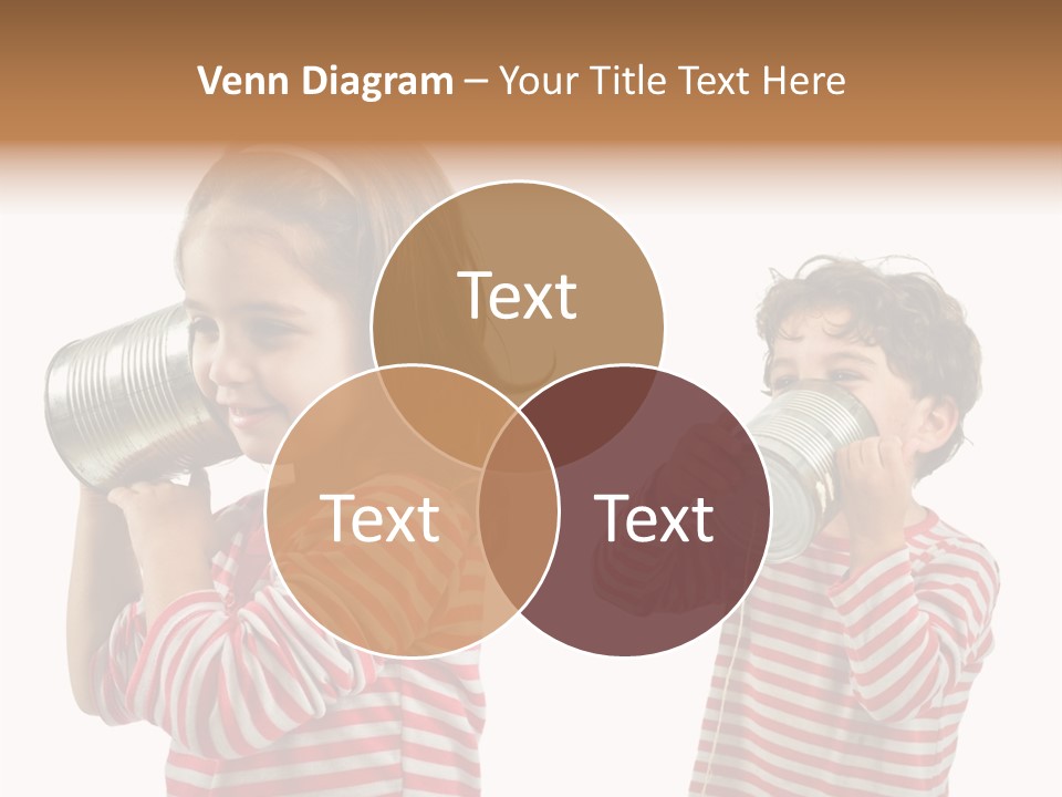 Boy And Girl Talking On A Tin Phone Isolated On White PowerPoint Template