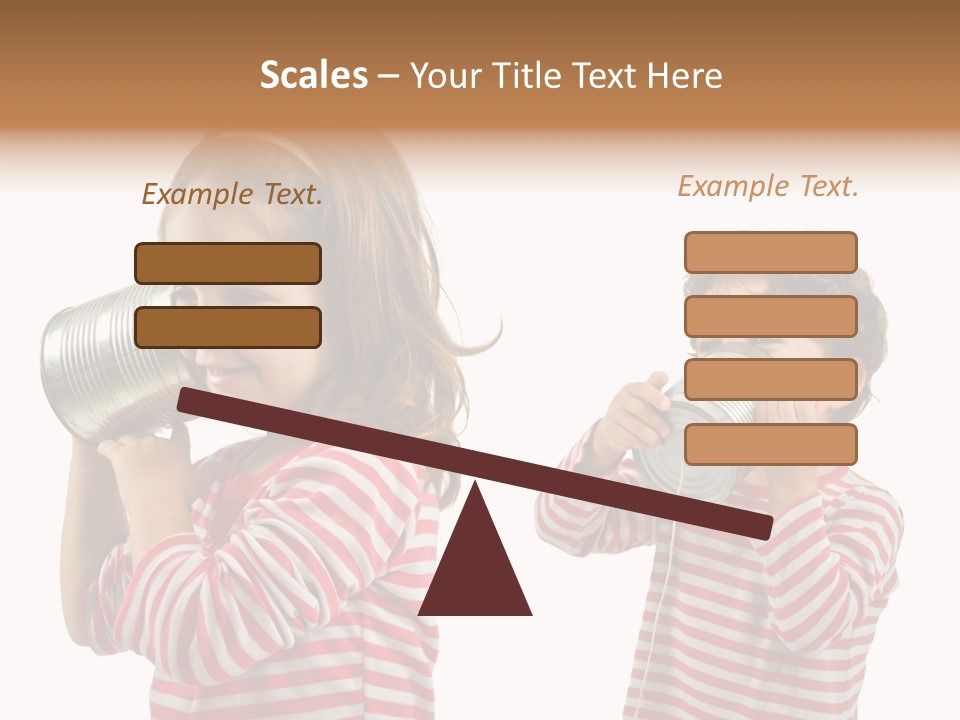 Boy And Girl Talking On A Tin Phone Isolated On White PowerPoint Template