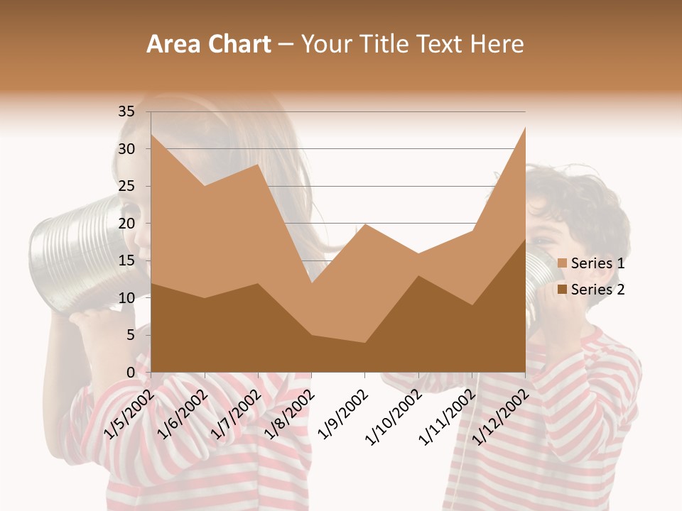 Boy And Girl Talking On A Tin Phone Isolated On White PowerPoint Template