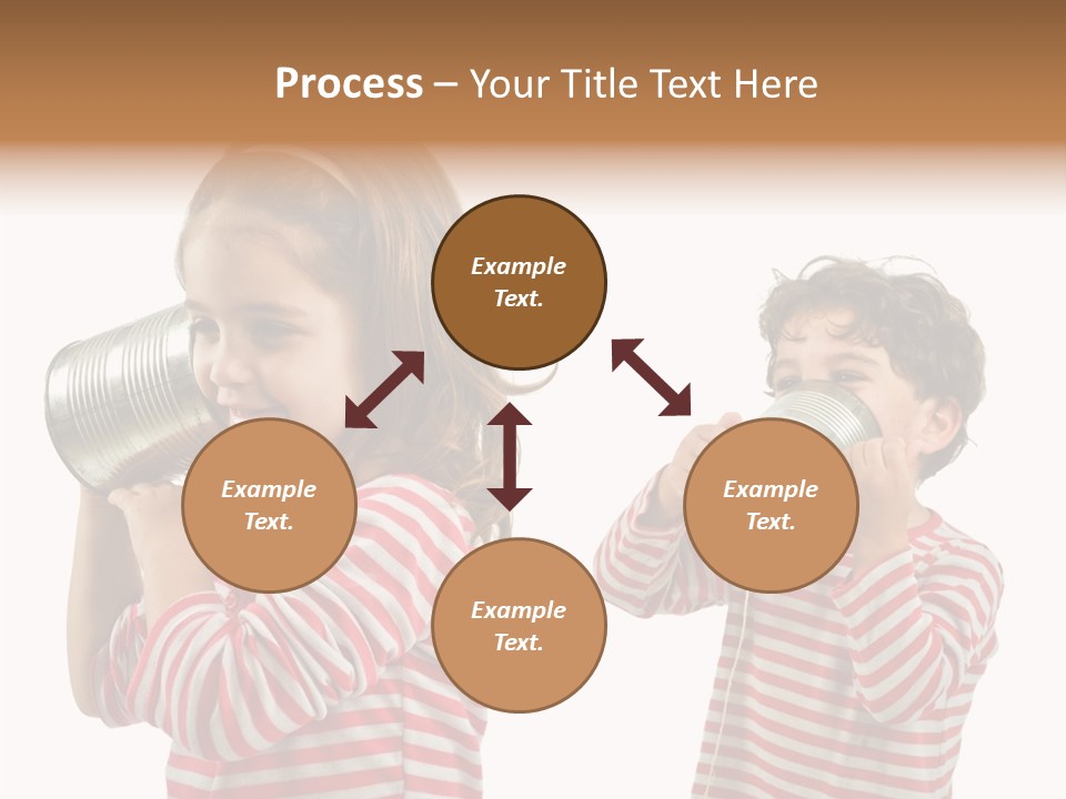 Boy And Girl Talking On A Tin Phone Isolated On White PowerPoint Template