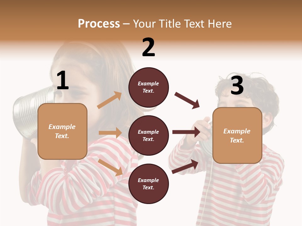 Boy And Girl Talking On A Tin Phone Isolated On White PowerPoint Template