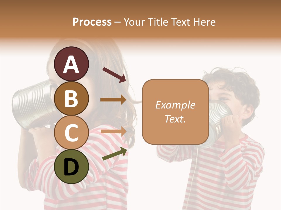 Boy And Girl Talking On A Tin Phone Isolated On White PowerPoint Template