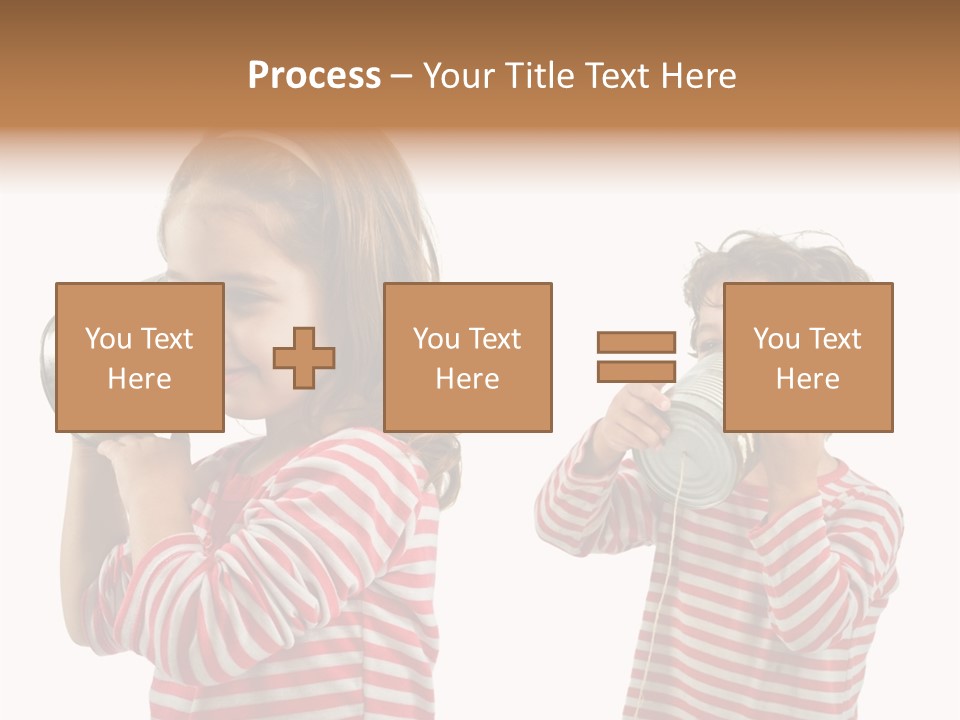 Boy And Girl Talking On A Tin Phone Isolated On White PowerPoint Template