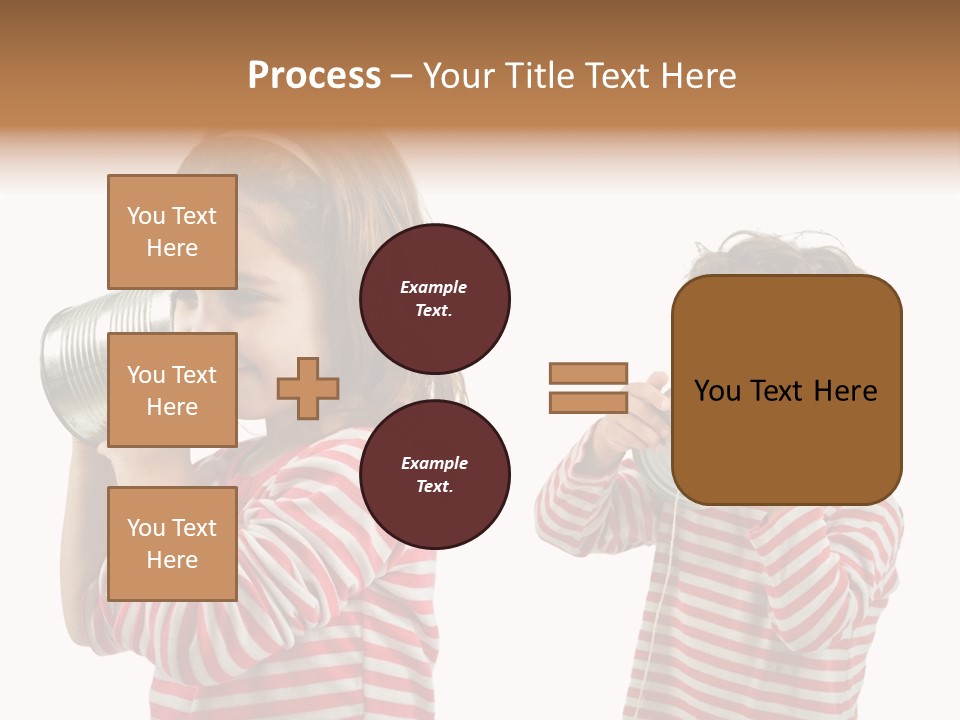 Boy And Girl Talking On A Tin Phone Isolated On White PowerPoint Template