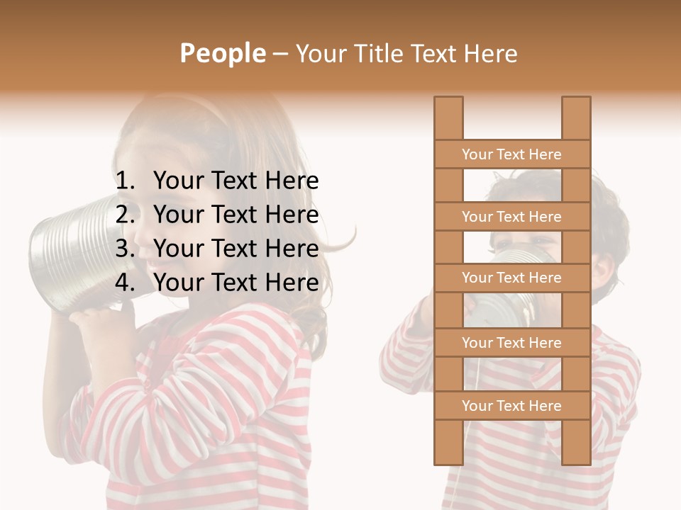 Boy And Girl Talking On A Tin Phone Isolated On White PowerPoint Template