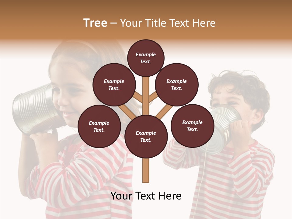 Boy And Girl Talking On A Tin Phone Isolated On White PowerPoint Template