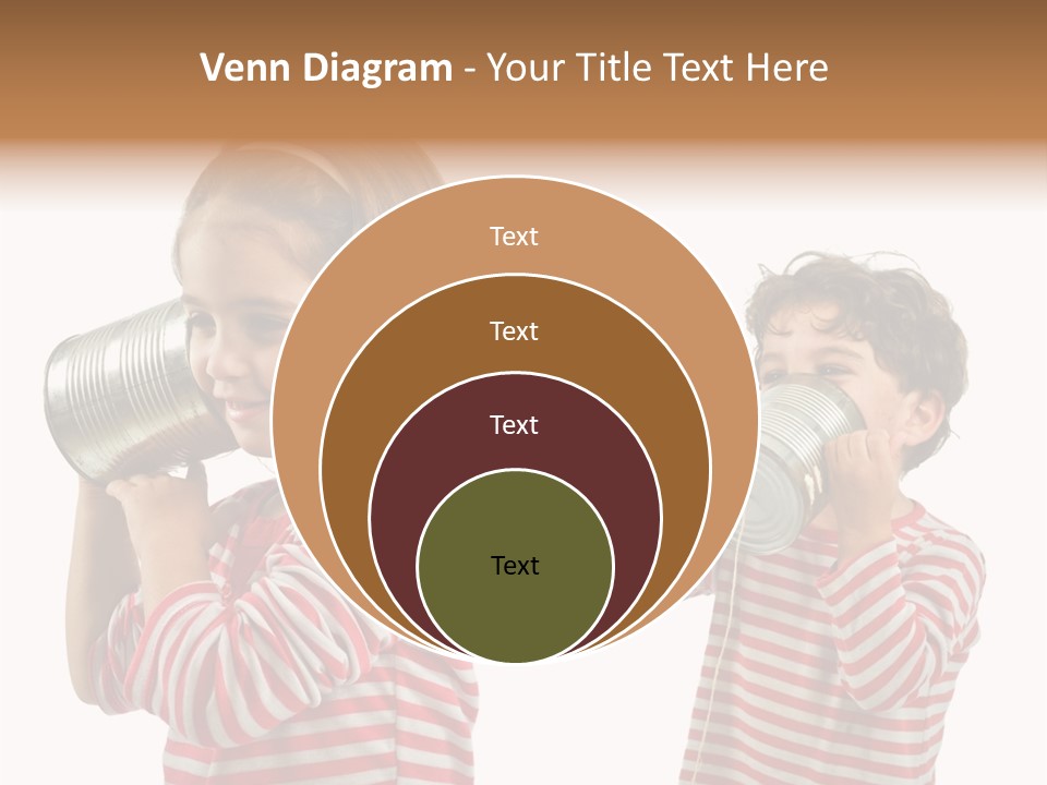 Boy And Girl Talking On A Tin Phone Isolated On White PowerPoint Template