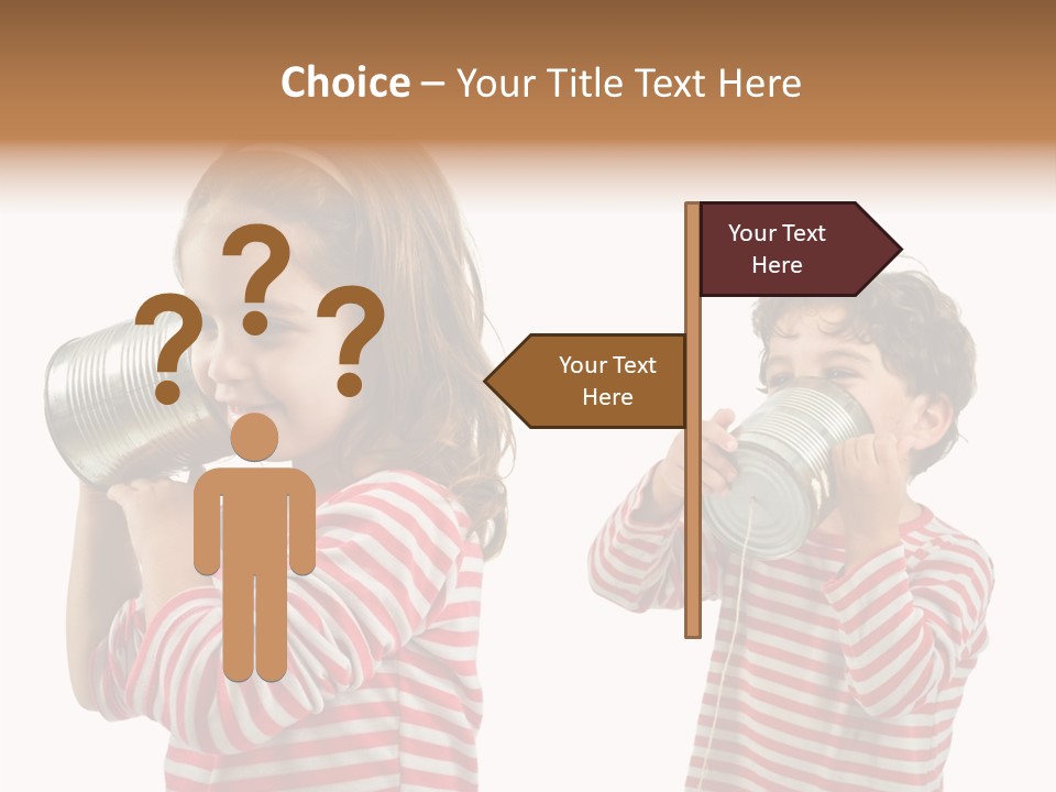Boy And Girl Talking On A Tin Phone Isolated On White PowerPoint Template