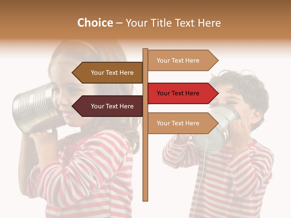Boy And Girl Talking On A Tin Phone Isolated On White PowerPoint Template