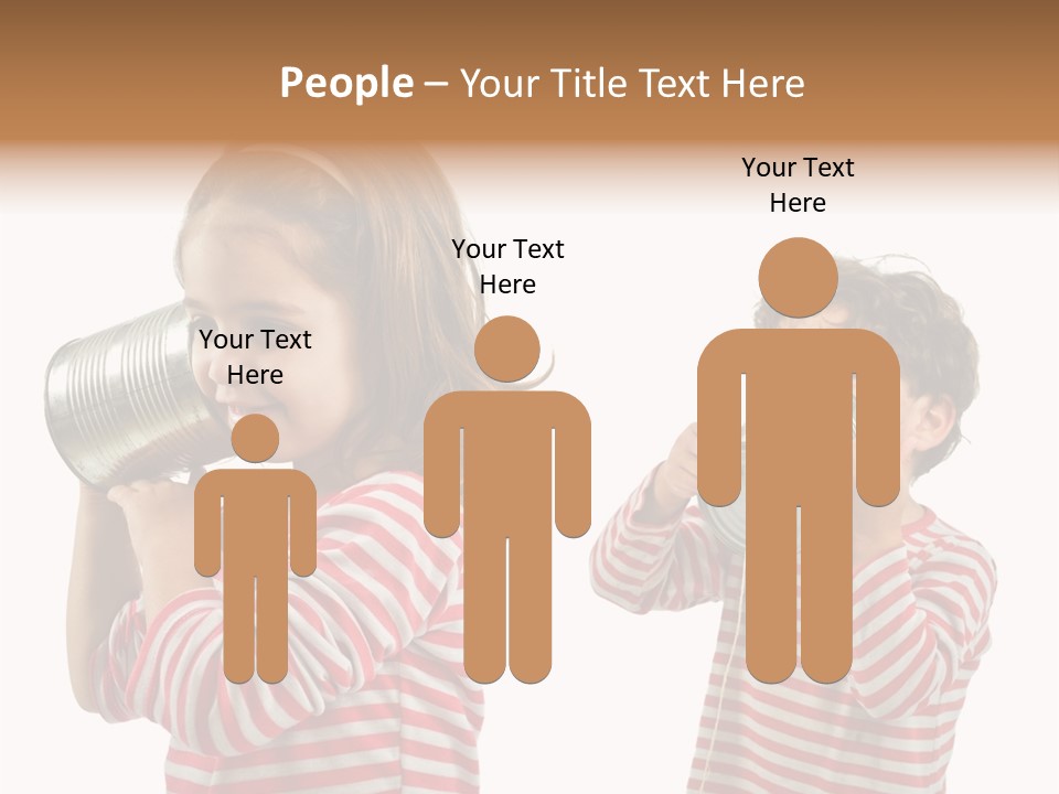 Boy And Girl Talking On A Tin Phone Isolated On White PowerPoint Template