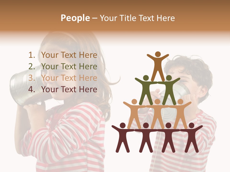 Boy And Girl Talking On A Tin Phone Isolated On White PowerPoint Template